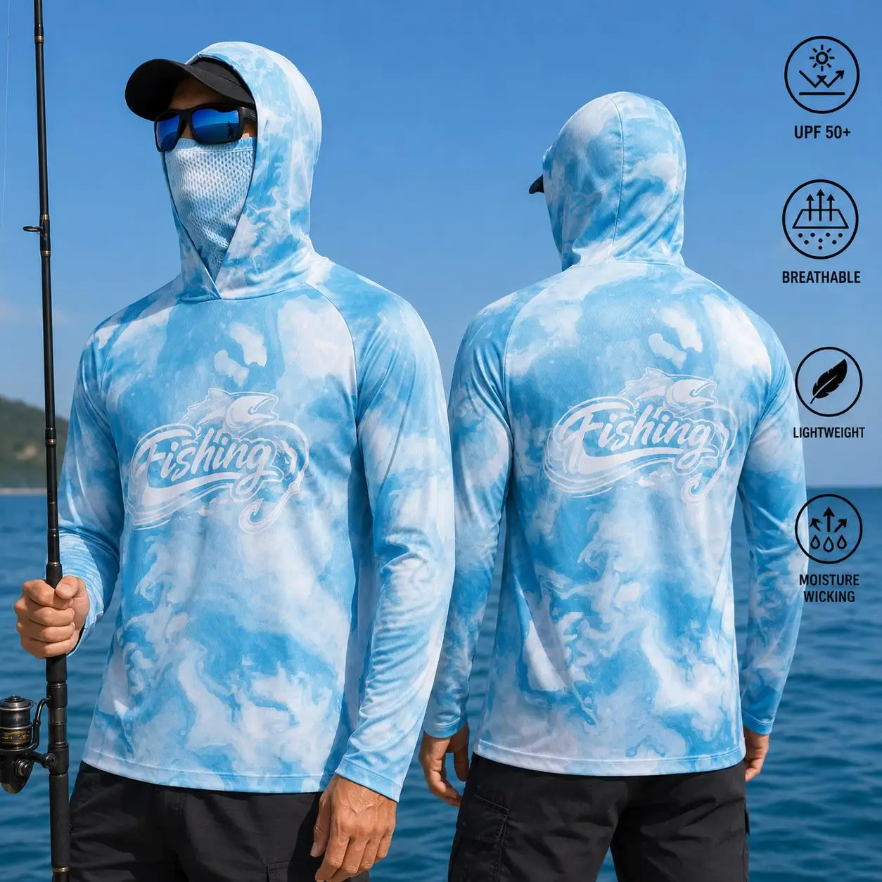 Mens Fishing Hooded Shirt UPF5 - Fishing Shirt Uv Protection recension och pris