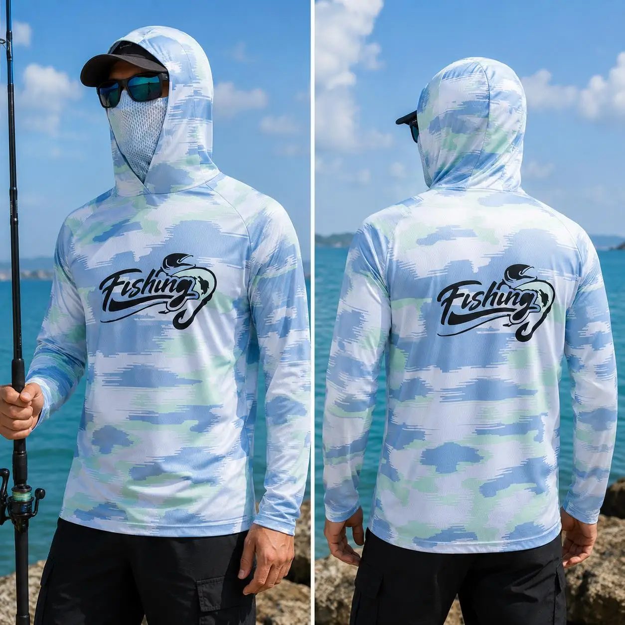Mens Fishing Hooded Shirt UPF5 - Fishing Shirt Uv Protection recension och pris