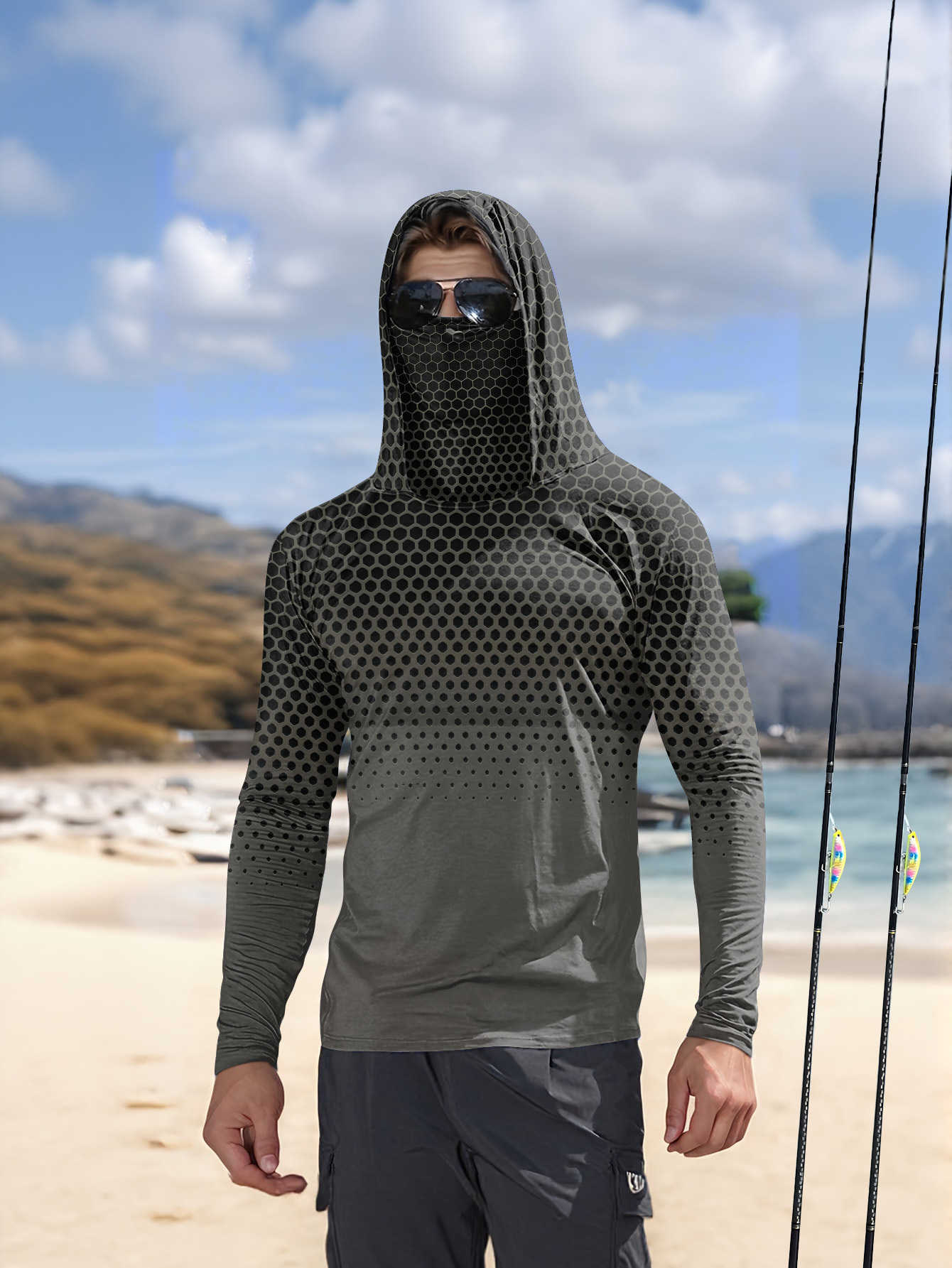 Men Summer Fishing Hoodie With - Fishing Mask Sun Protection recension och pris